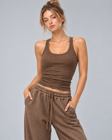 RACER BUILT IN BRA TANK TOPS