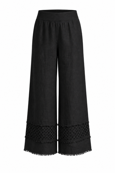 PATTERNED HEM LINEN PANTS