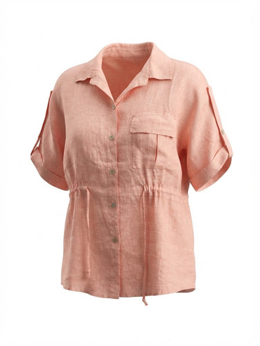 CINCHED WAIST LINEN BLOUSE