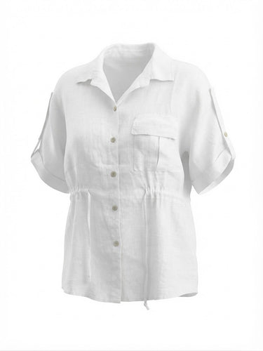 CINCHED WAIST LINEN BLOUSE