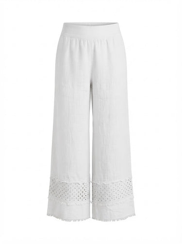 PATTERNED HEM LINEN PANTS