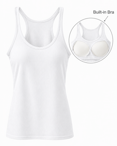 RACER BUILT IN BRA TANK TOPS
