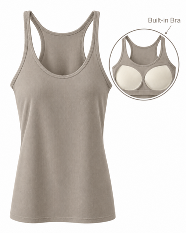 RACER BUILT IN BRA TANK TOPS